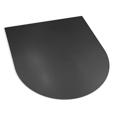 Funkenschutzplatte aus Schwarzblech für Kaminöfen in halbovaler Form 80x90 cm