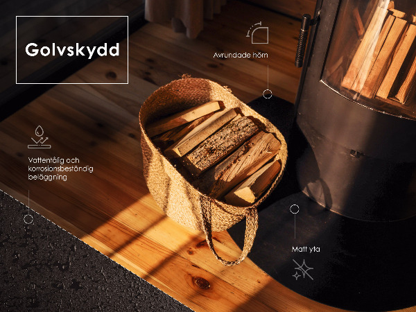 Funkenschutzplatte Kaminöfen aus Schwarzblech halboval 80x90 cm