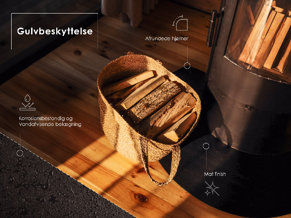 Funkenschutzplatte Kaminöfen aus Schwarzblech halboval 80x90 cm