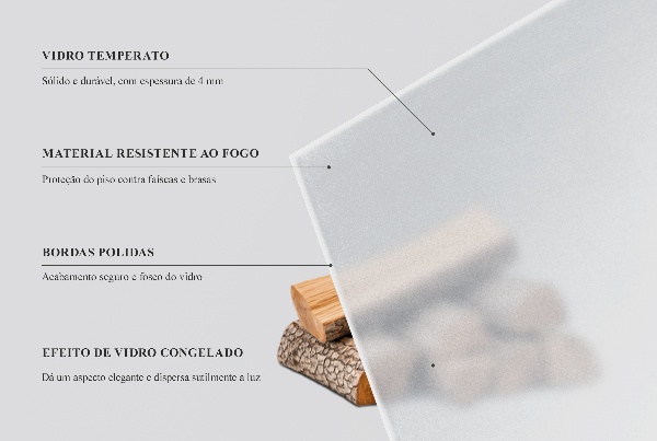 Semi-ovale transluzente Glasplatte für Öfen 100x100 cm
