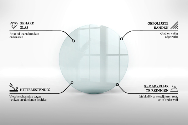 Bodenplatte Glas für Ofen rund fi60 cm