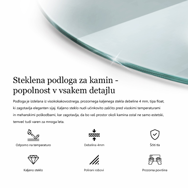 Kamin Glasplatte rechteckig fi80 cm