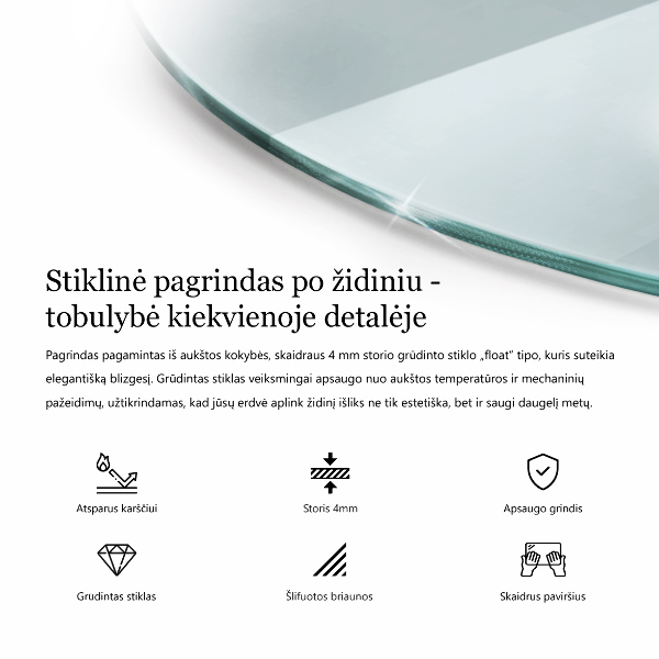 Kamin Glasplatte rechteckig fi80 cm