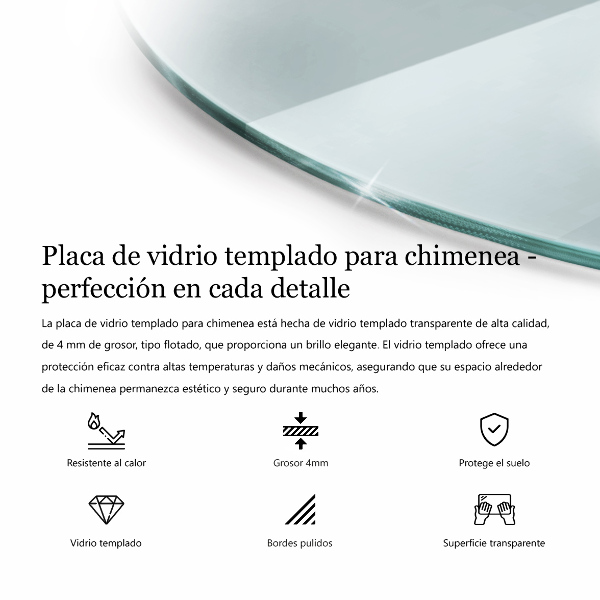 Kamin Glasplatte rechteckig fi80 cm