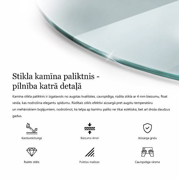 Kamin Glasplatte rechteckig fi80 cm