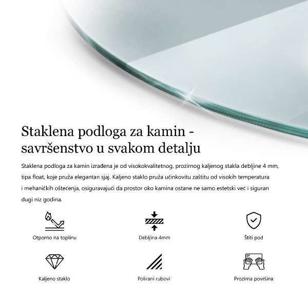 Kamin Glasplatte rechteckig fi80 cm