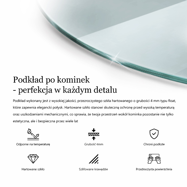 Kamin Glasplatte rechteckig fi80 cm