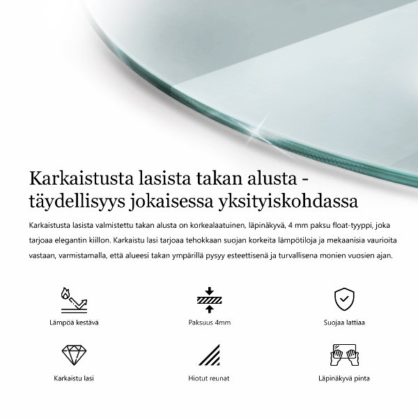 Glasplatte für Kaminöfen rechteckig fi90 cm