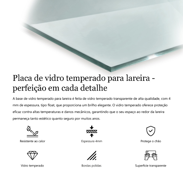 Kamin Glasplatte rechteckig 100x50 cm