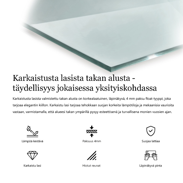 Glasplatte für Kaminöfen rechteckig 120x60 cm