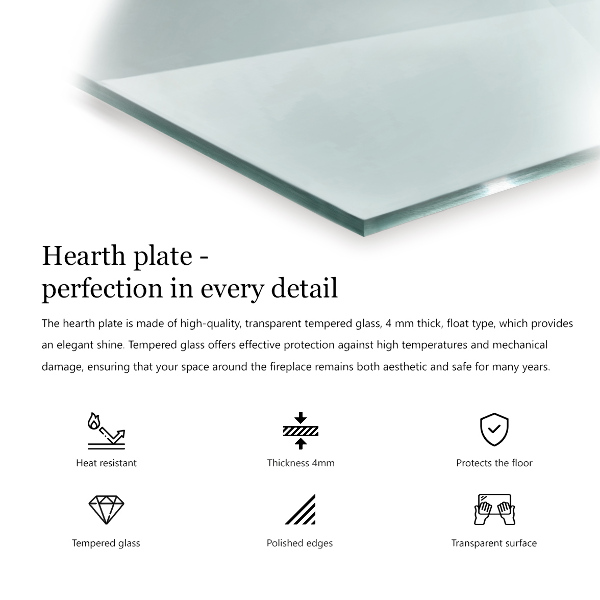 Glasplatte für Kaminöfen rechteckig 140x70 cm