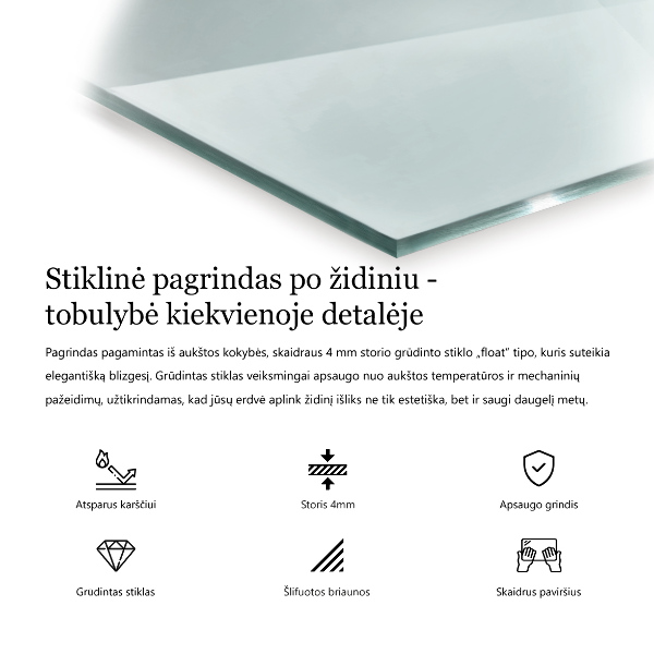 Glasplatte für Kamin rechteckig 60x40 cm