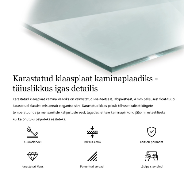 Funkenschutzplatte Glas rechteckig 80x60 cm