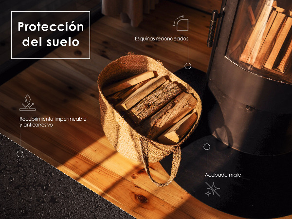 Vorlegeplatte für Kaminöfen aus Schwarzblech in rechteckiger Form 100x80 cm