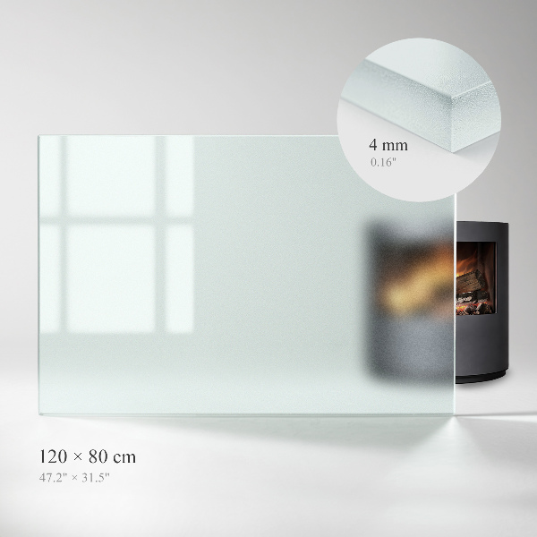 Rechteckige transluzente Glasplatte für Kamin 120x80 cm