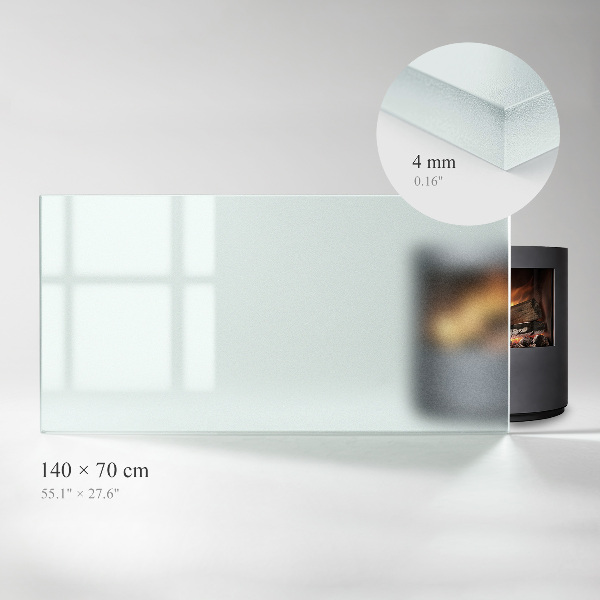 Rechteckige transluzente Glasplatte für Kamin 140x70 cm