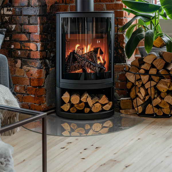 Glasplatte unter Kaminöfen Betonstruktur mit Effekt