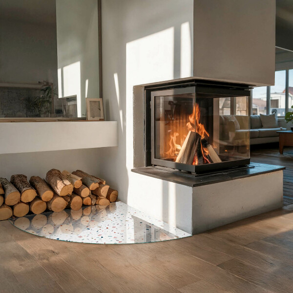 Vorlegeplatte für Kaminöfen Muster mit kleinen Formen