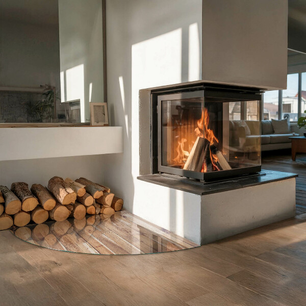 Vorlegeplatte für Kaminöfen Holzbrett im Layout