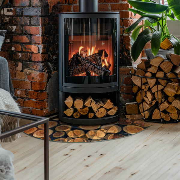 Vorlegeplatte für Kaminöfen Schachtel aus geschnittenem Holz