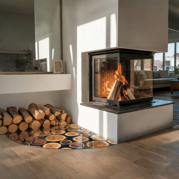 Vorlegeplatte für Kaminöfen Schachtel aus geschnittenem Holz