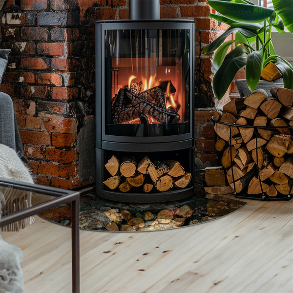 Glasplatte unter Kaminöfen Blumenmuster mit Schmetterlingen