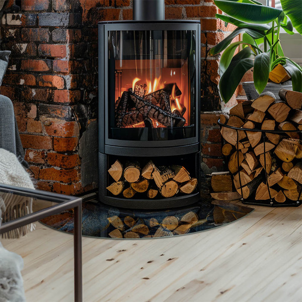 Glasplatte unter Kaminöfen Elegante Blätter in Textur