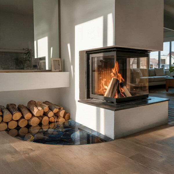 Glasplatte unter Kaminöfen Elegante Blätter in Textur