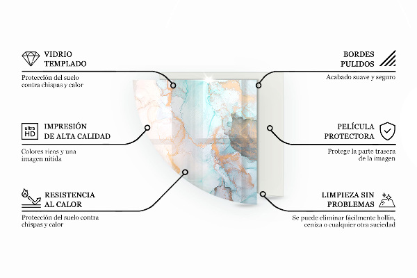 Bodenplatte Glas für Ofen Abstraktes Fluidmuster