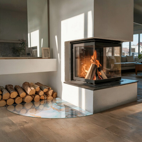 Bodenplatte Glas für Ofen Abstraktes Fluidmuster