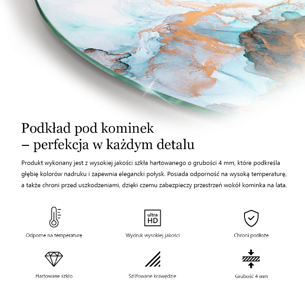 Bodenplatte Glas für Ofen Eleganter Marmor mit Adern