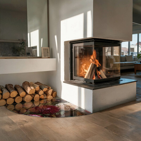 Bodenplatte Glas für Ofen Blumenstrauß im Detail