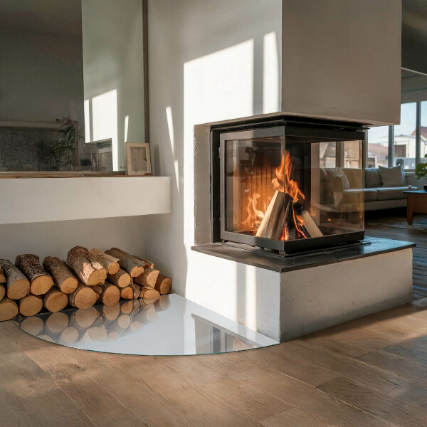 Bodenplatte Glas für Ofen Farbe Grau