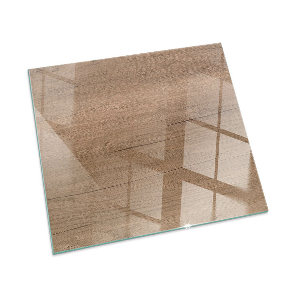 Quadratische Funkenschutzplatte aus Glas Natürliche Holzmaserung