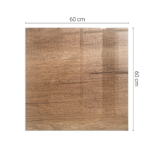 Quadratische Funkenschutzplatte aus Glas Natürliche Holzmaserung