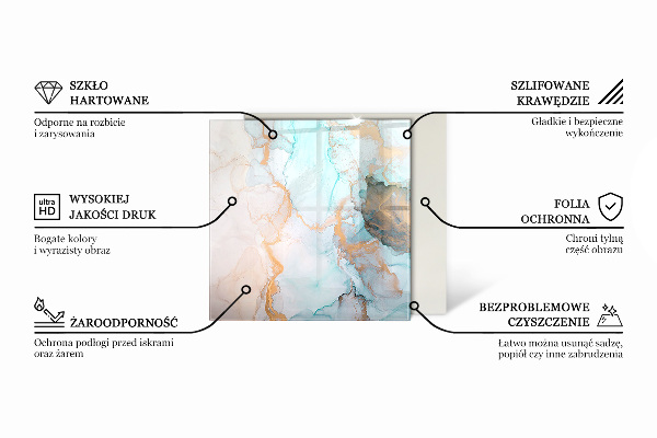 Quadratische Funkenschutzplatte aus Glas Naturholzbretter