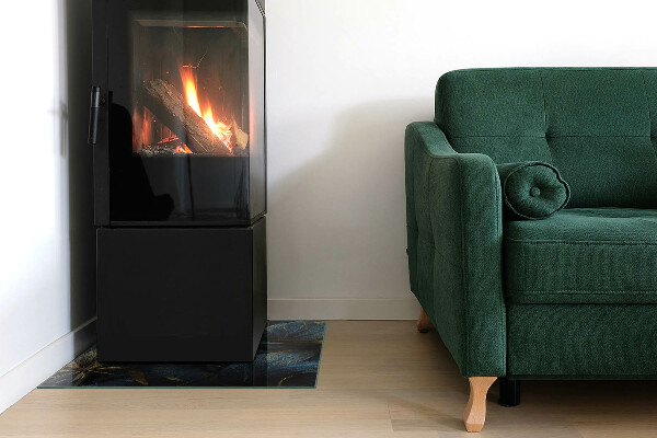 Quadratische Glasplatte für Kamin Elegante Blätter in Textur