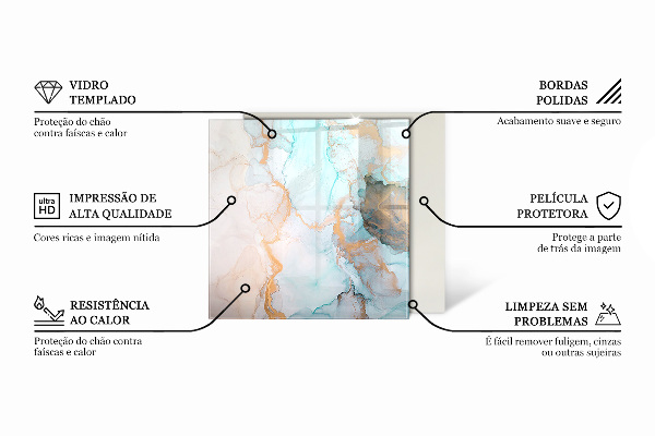 Quadratische Glasplatte für Kamin Elegante Blätter in Textur
