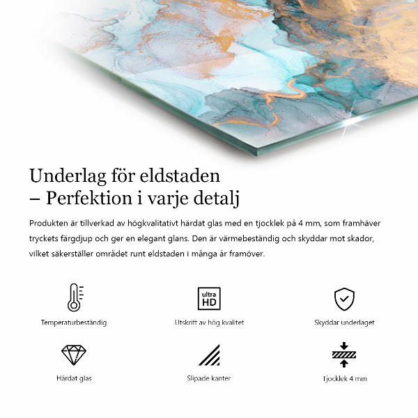 Quadratische Glasplatte für Kamin Elegante Blätter in Textur