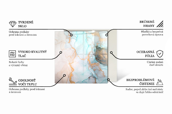 Quadratische Glasplatte für Kamin Elegante Blätter in Textur