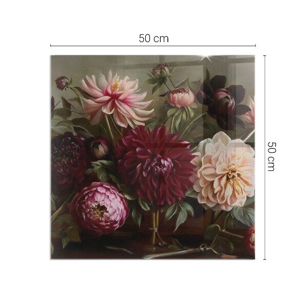 Quadratische Glasplatte für Öfen Blumenstrauß im Detail