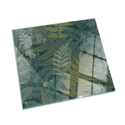 Quadratische Funkenschutzplatte aus Glas Pflanzenmotive mit Schmetterlingen