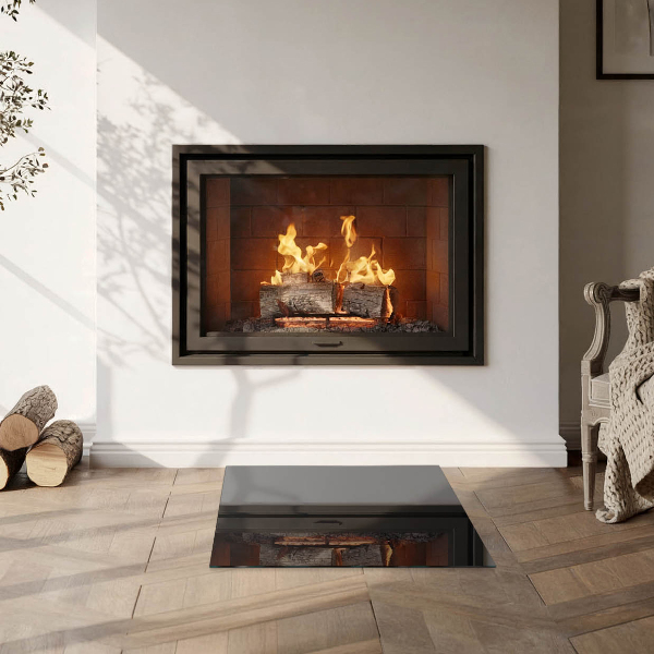 Quadratische Glasplatte für Öfen Farbe: Schwarz