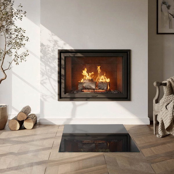 Quadratische Glasplatte für Öfen Farbe: Schwarz