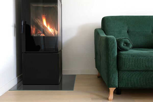 Quadratische Glasplatte für Kamin Farbe: Graubraun