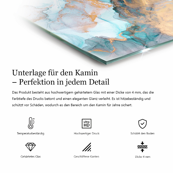 Quadratische Glasplatte für Kamin Graugrüne Farbe