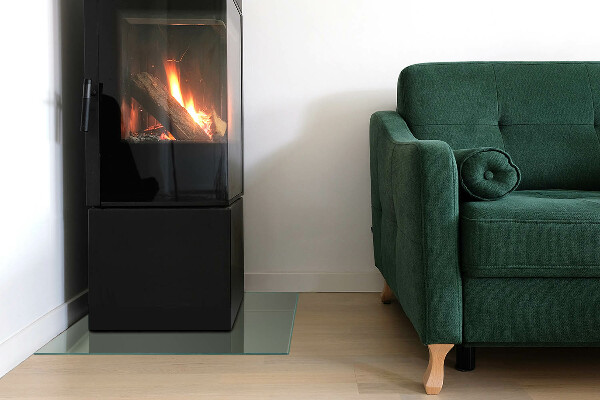 Quadratische Glasplatte für Kamin Graugrüne Farbe