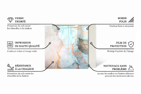 Quadratische Glasplatte für Kamin Farbe Braun