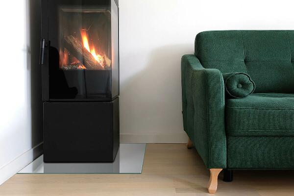 Quadratische Glasplatte für Kamin Farbe Weiß