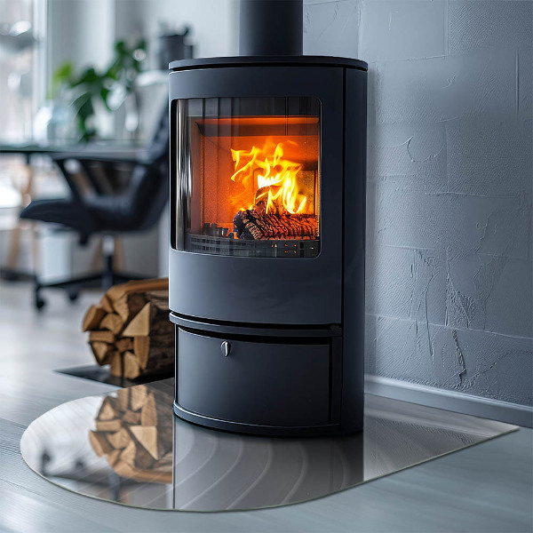 Glasplatte für Kaminöfen Wellen zarter Linien